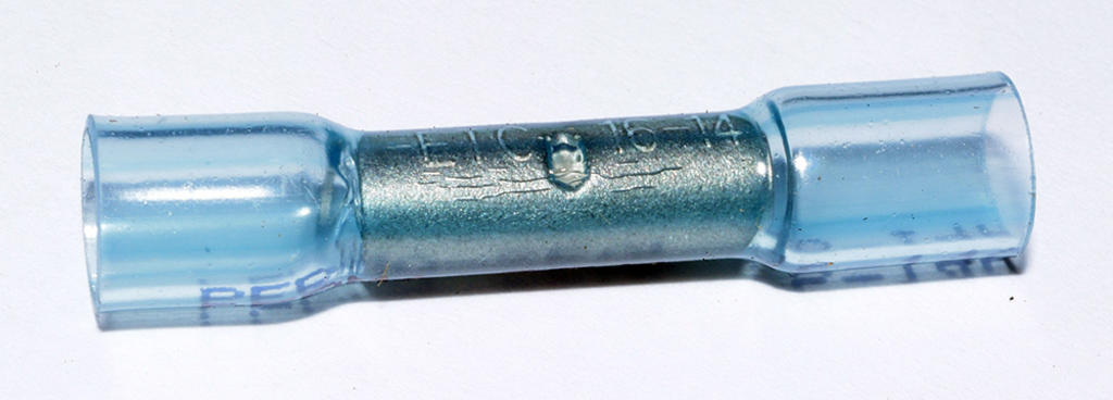 HIGH VIS CRIMP/HT SHRINK BUTT CONNECTOR #16-14GA BLUE/CLEAR