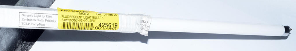 FLUORESCENT LIGHT BULB T5 54W 5000K HIGH OUTPUT F54T5/HO 25/CASE 100/PACK (must order 100 pack for factory to ship)