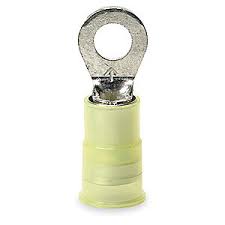 USA MADE SOLDERLESS RING TERMINAL NYLON #12-10 GAX#8 STUD YELLOW