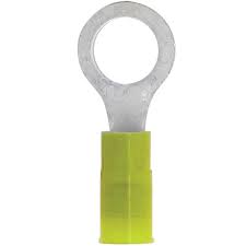 USA MADE SOLDERLESS RING TERMINAL NYLON #12-10 GAX3/8 STUD YELLOW